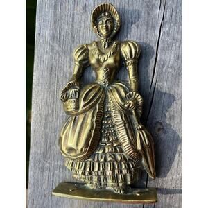Antique Vintage 1800s?? Elegant Brass Lady 7" tall. Stands.English.Figurine